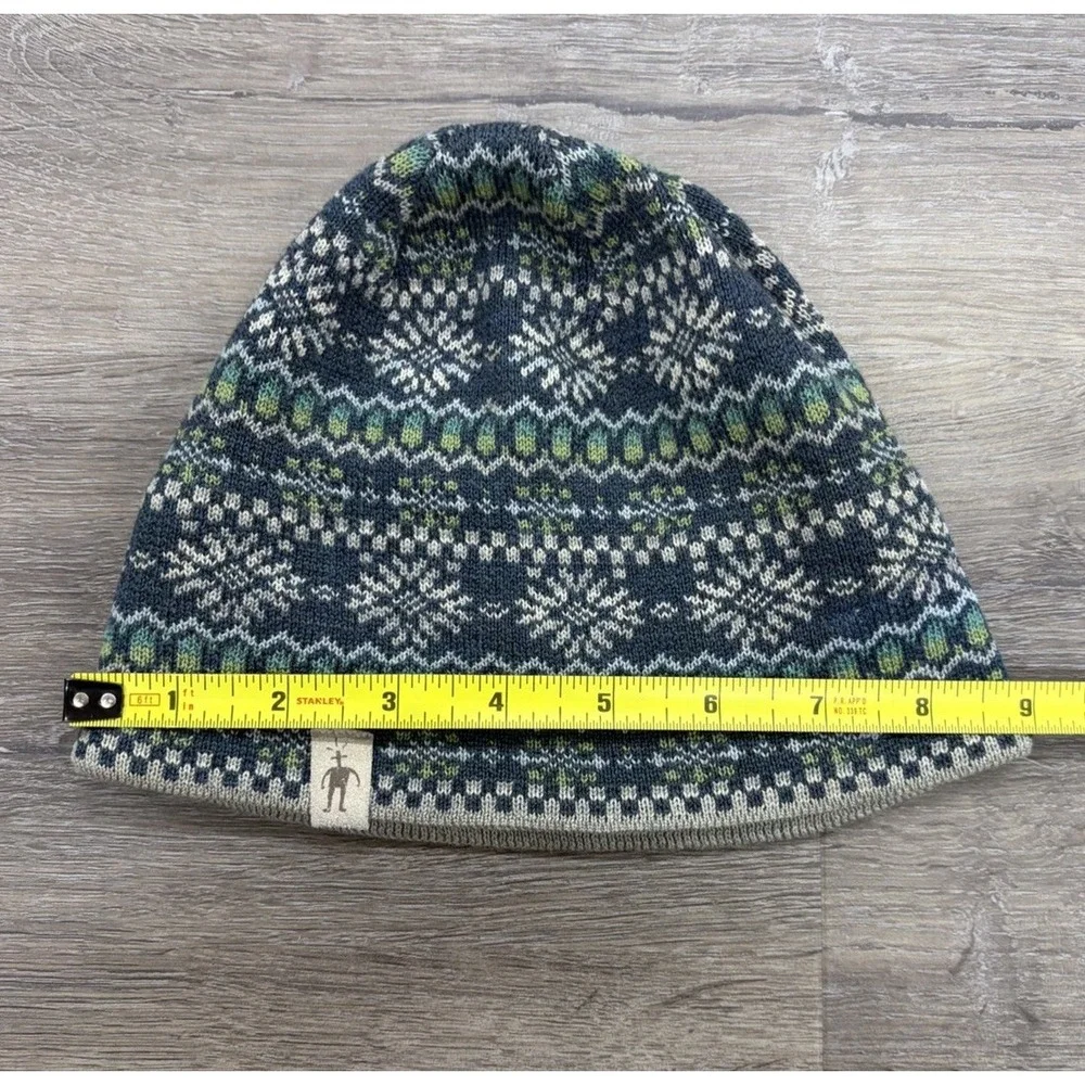 Smartwool Kids Merino Wool Beanie Youth Fair Isle Snowflake Ski Hat Green